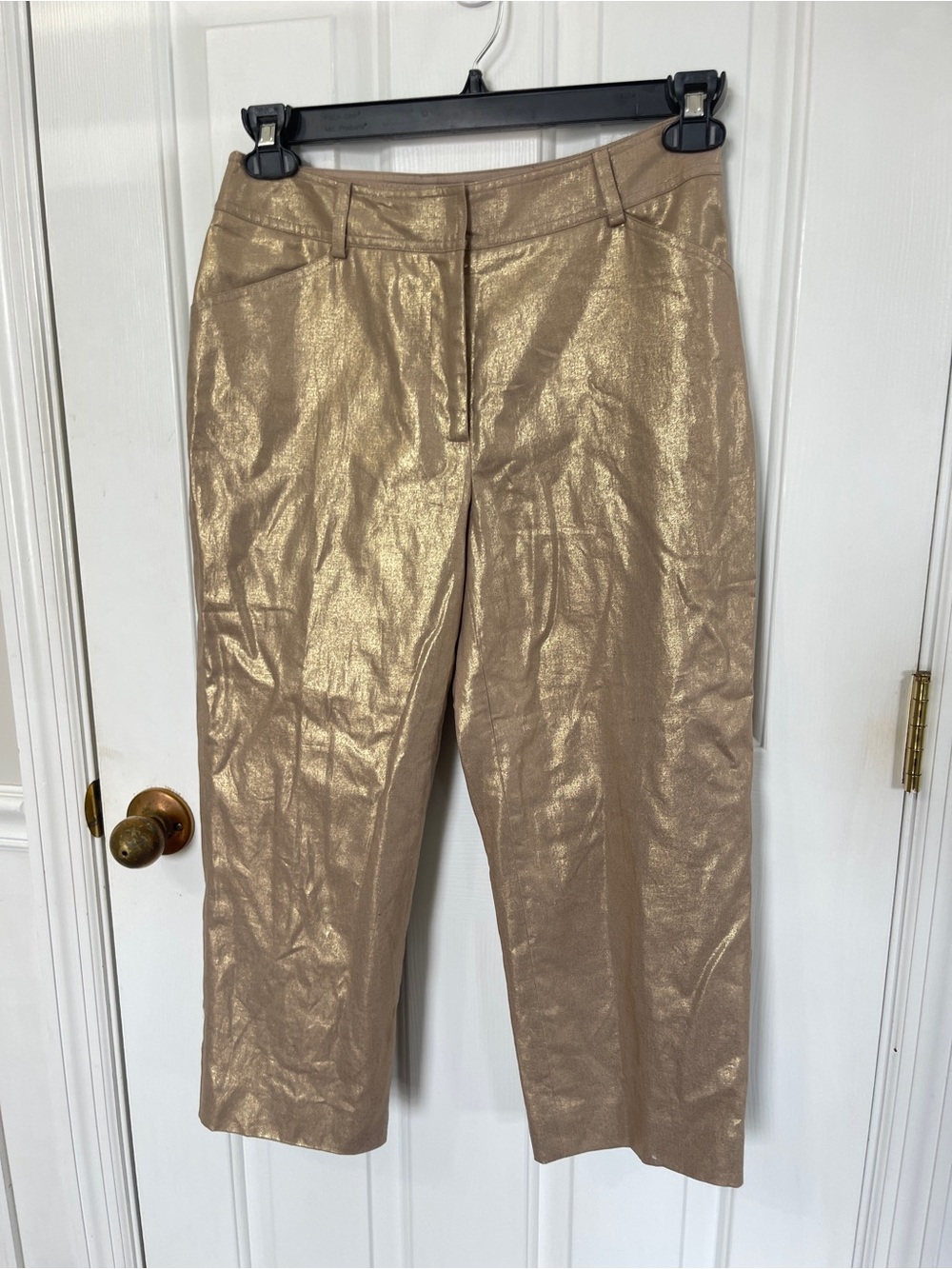 Josephine Chaus Y2k Size 4 Gold Tapered Ankle Pants  Party Office